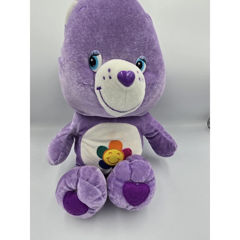 Care Bears Harmony Bear VTG 2004 15" Plush Purple Animal Flower w/ Tag